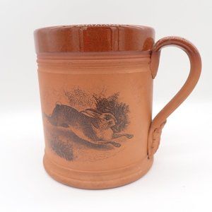 Vintage FULHAM ENGLISH POTTERY Hare/Rabbit/Bunny Redware Mug.